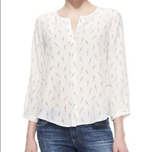 Joie Purine Champagne Flute-Print Silk Blouse XS